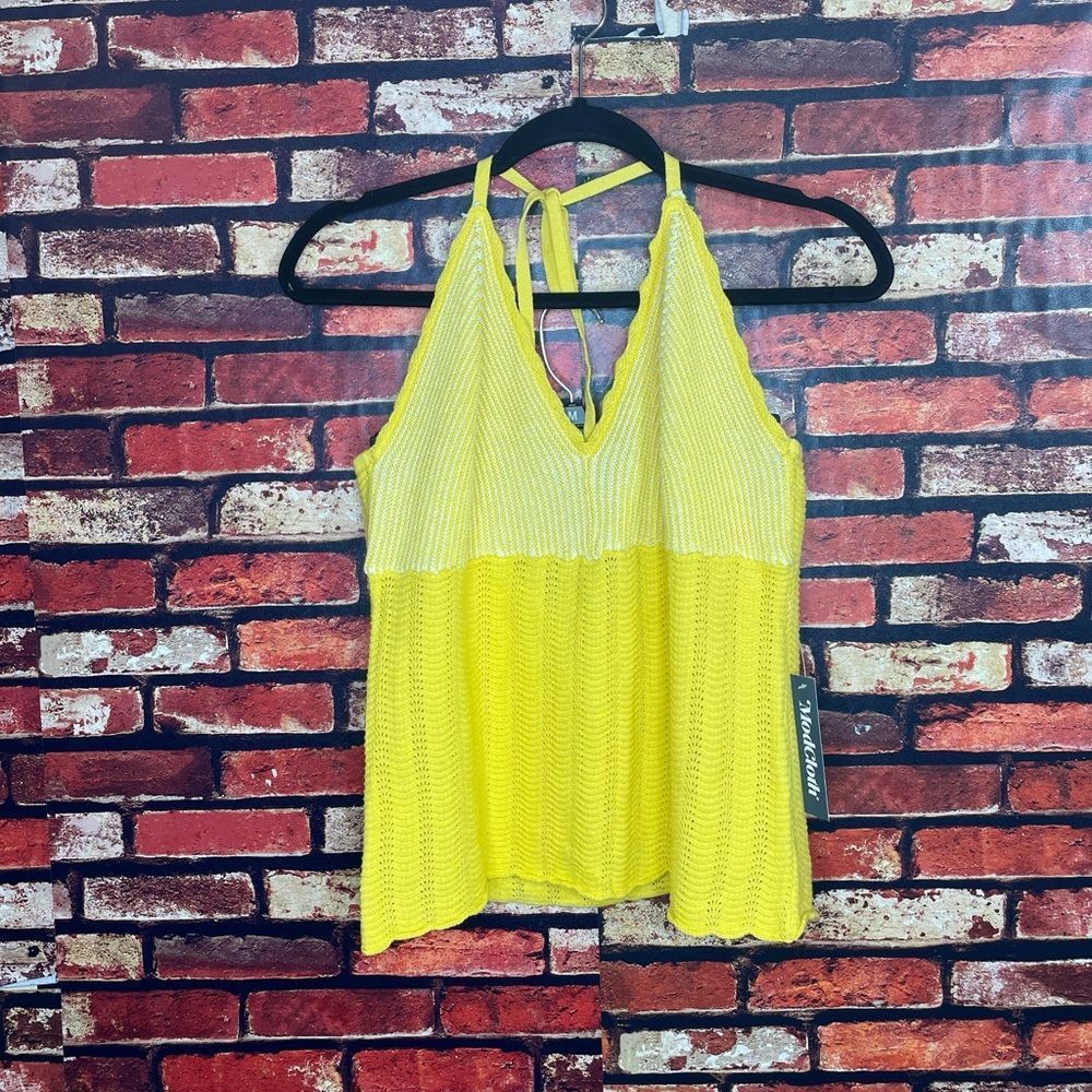 🔥Modcloth NWT Yellow Boho Knit Halter Top XL